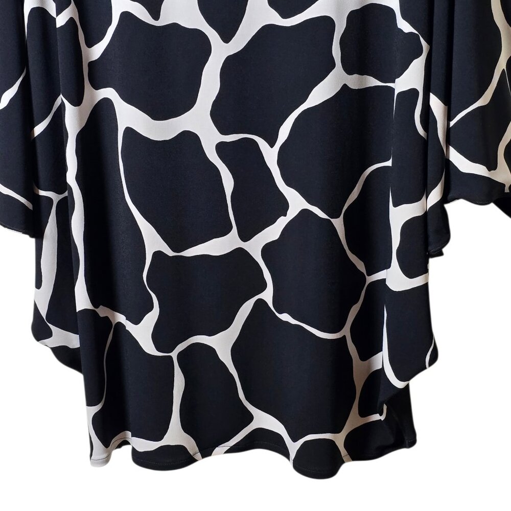 Eva Varro Top Womens Large Black/White Abstract Batwing Tunic Made USA/Artsy - Picture 10 of 12